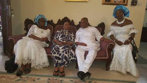 (L-R) Mrs. Julie Aneke (Sister), Dr. (Mrs) Nnenna Orji (Widow) & Senator Orji Uzor Kalu (Former Governor of Abia State) at the burial ceremony at Amaokwe-Item, Abia State.