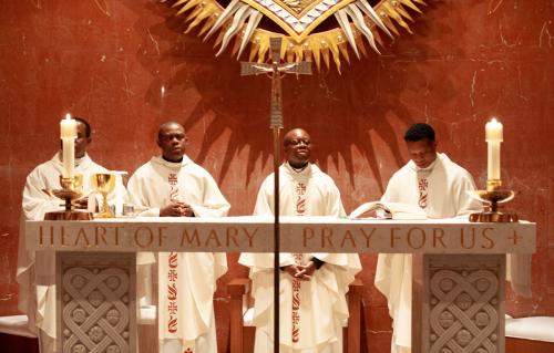 Reverend Fathers at the Requiem Mass at the National Shrine of Immaculate Conception Washington DC